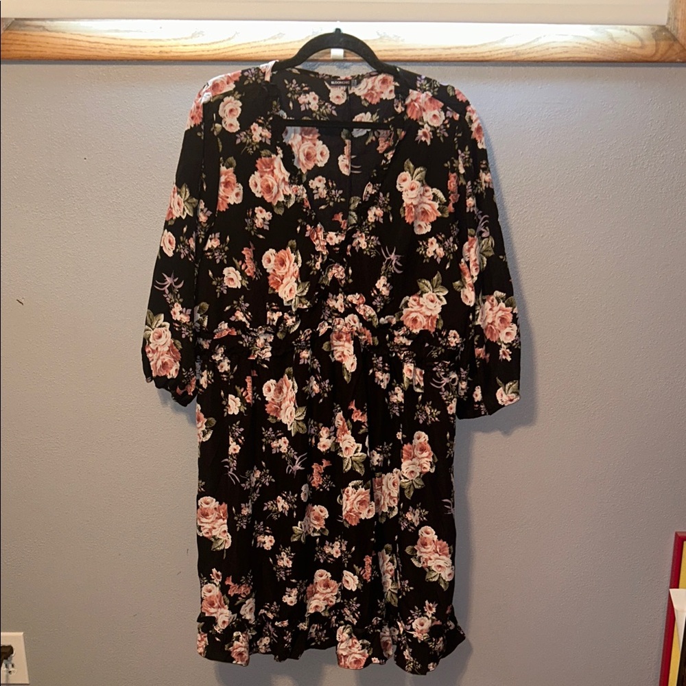 BloomChic Black Floral Midi Dress